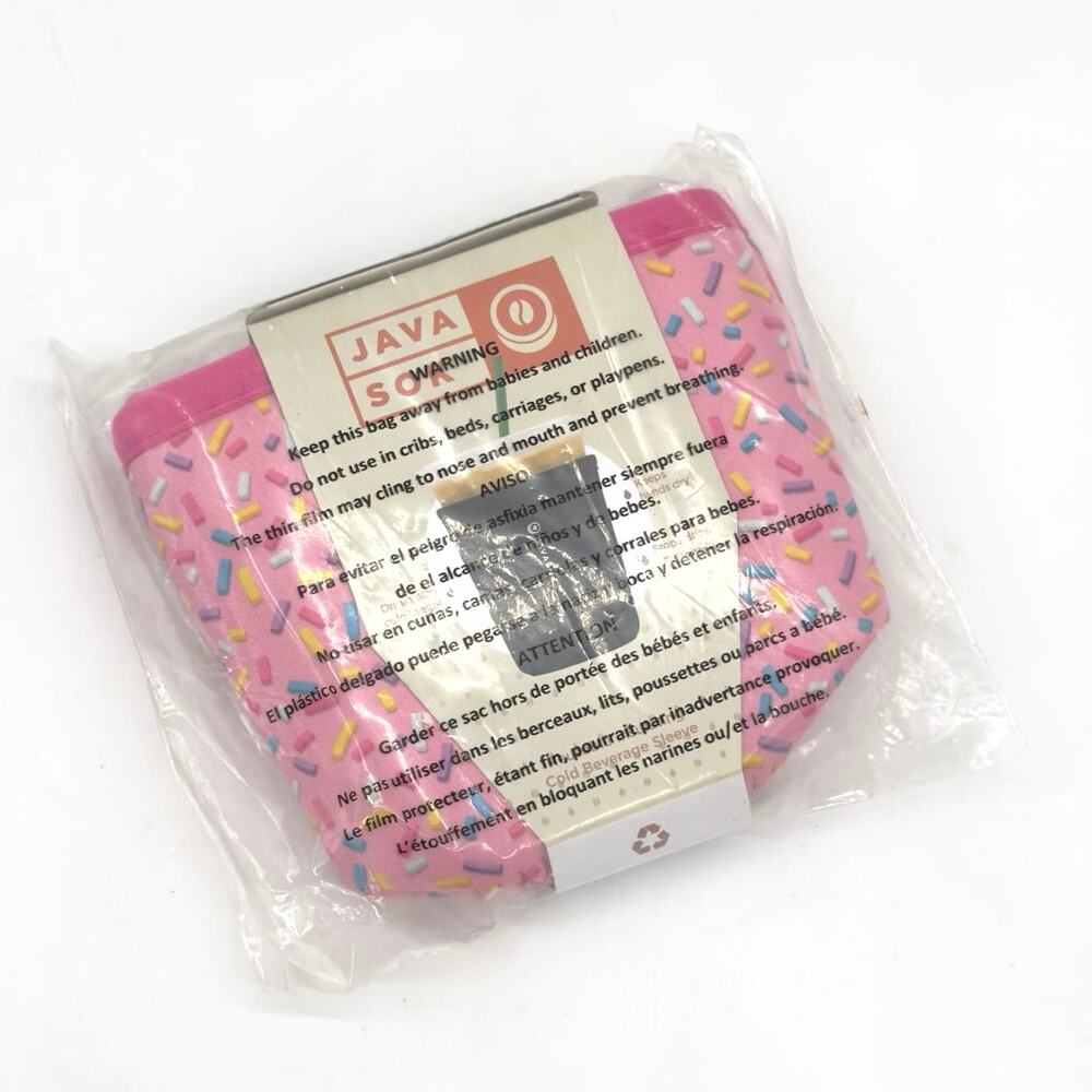 Sok-It Javasok SMALL Cold Cup Neoprene Coffee Sleeve Sweet Sprinkles Pink NEW